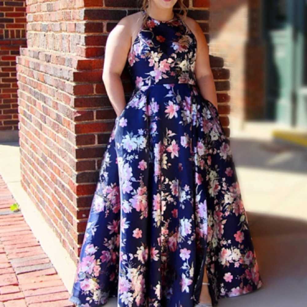 Navy B. Smart Sleeveless Juniors A-Line Prom